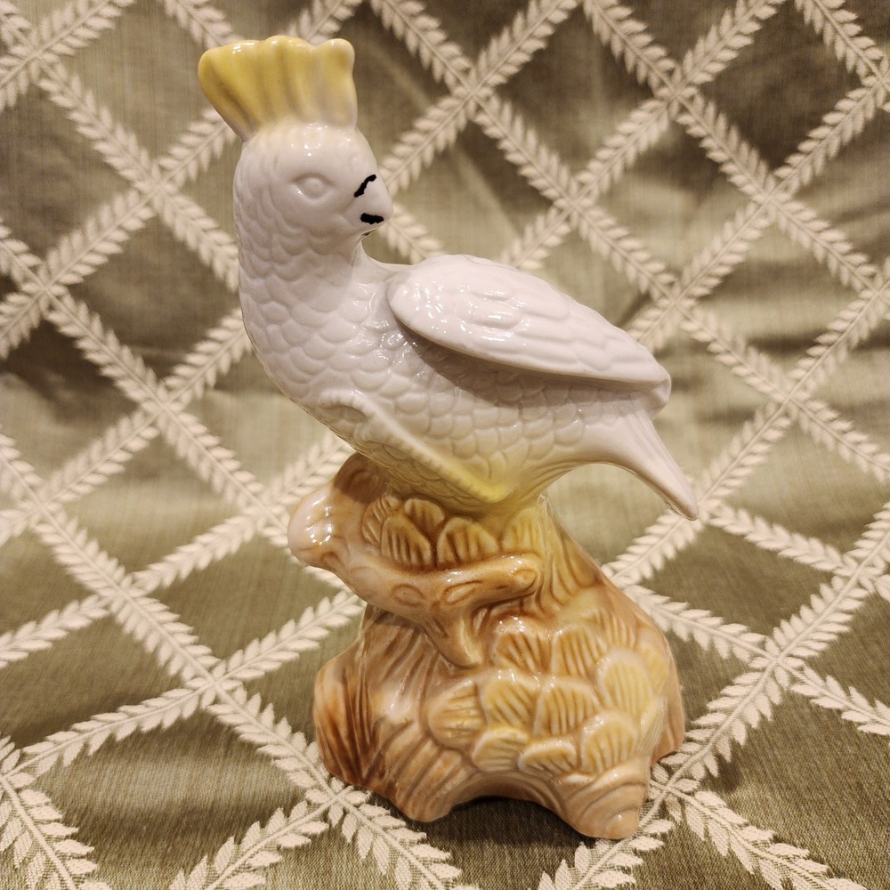 White‎ Porcelain Cockatoo Figurine Made In Brazil Vintage
